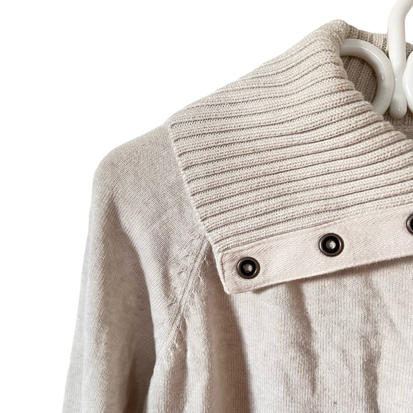 Esprit Vintage Beige 100%‎ Cotton Knit Chucky Silver Snap Grommets Turtleneck - Picture 6 of 8